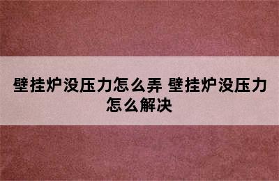 壁挂炉没压力怎么弄 壁挂炉没压力怎么解决